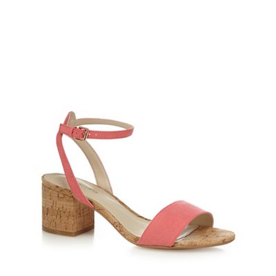 Pink 'Hula' mid heel ankle strap sandals